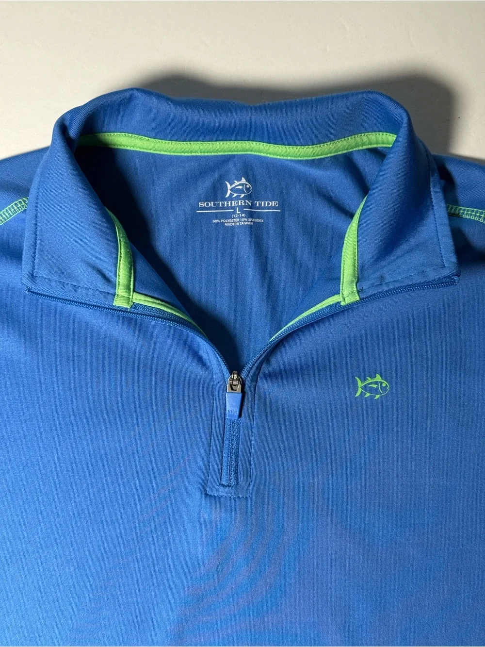 Southern Tide Boys L 12-14 Blue Performance 1/4 Zip Pullover Long Sleeve